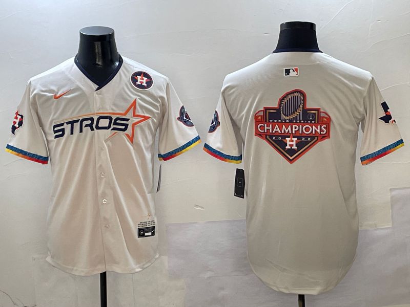 Men Houston Astros Blank Cream Fourth generation Joint Name 2025 Nike MLB Jersey style 41414->detroit tigers->MLB Jersey
